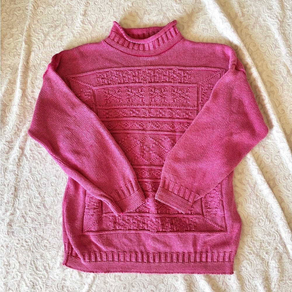 Pink Vintage Turtleneck Knit Sweater - Picture 2 of 6